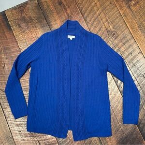 Kim Rogers Blue Cable Knit Cardigan Sz L